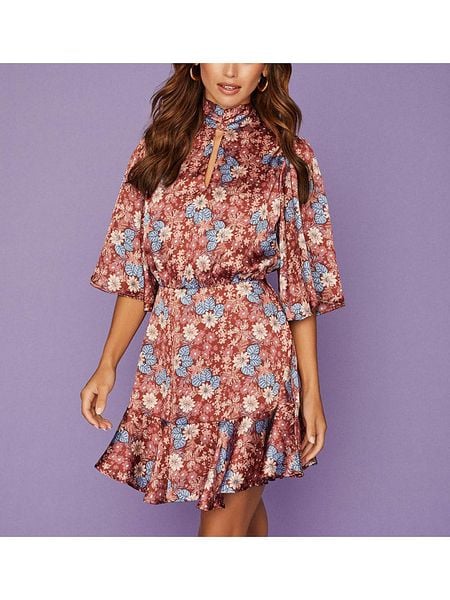 LA Angels Sukienka w kolorze jasnobrązowym ze wzorem rozmiar: M. Brązowe sukienki LA Angels, na imprezę, m, bez wzorów, bez kołnierzyka, bez ramiączek, mini. Za 175.95 zł.