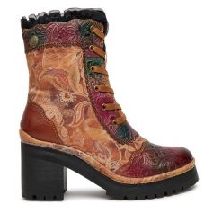 Botki Laura Vita. Brązowe botki LAURA VITA, bez wzorów, bez obcasa, na słupku, bez zapięcia. Za 399.99 zł.