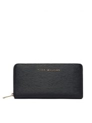 Tommy Hilfiger Portfel Th Modern Large Zip Around AW0AW18933 Czarny. Czarne portfele Tommy Hilfiger, bez wzorów, ze skóry. Za 309.99 zł.