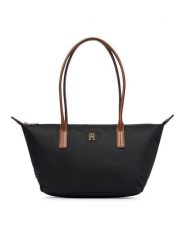 Tommy Hilfiger Torebka Popette East West Tote AW0AW19211 Czarny. Czarne shopper bag Tommy Hilfiger, bez wzorów, z materiału, bez dodatków. Za 409.99 zł.