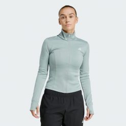 Kurtka Optime Essentials Full-Zip. Zielone kurtki adidas, bez wzorów, bez kaptura. Za 219.00 zł.