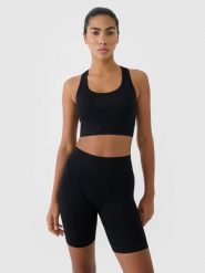 4F Biustonosz treningowy z niskim wsparciem damski - czarny XS/S. Czarne biustonosze sportowe 4f, bez wzorów, z dzianiny, na fitness i siłownię. Za 89.99 zł.