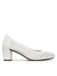 Rieker Czółenka CEO-41057-80 Biały. Białe czółenka Rieker, bez wzorów, z materiału, bez obcasa, bez zapięcia. Za 289.99 zł.