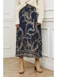 L'armoire de Suzette Spódnica w kolorze granatowo-kremowym rozmiar: 34/36. Niebieskie spódnice L'armoire de Suzette, l, bez wzorów, klasyczne, midi. Za 109.26 zł.