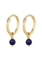 Elli Damskie kreole Lapis Lazuli kulka Szlachetny Trend w pozłącanym srebrze 925 Sterling Silver Kolczyki koła 1 ct. Szare kolczyki Elli, z lazurytem, pozłacane. Za 248.99 zł.