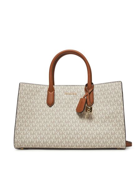 MICHAEL Michael Kors Torebka Scarlett Medium Signature Logo Satchel 30F4GETS2B Beżowy. Brązowe torebki klasyczne MICHAEL Michael Kors, bez wzorów, ze skóry, bez dodatków. Za 799.99 zł.