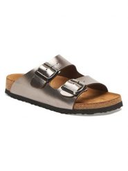 Comfortfusse Skórzane klapki w kolorze szarobrązowym rozmiar: 40. Brązowe klapki Comfortfüße, bez wzorów, z materiału, klasyczne, z otwartym noskiem, bez obcasa, bez zapięcia. Za 252.99 zł.