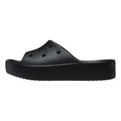 Crocs Classic Platform Slide W Kapcie Damskie. Czarne kapcie Crocs, bez wzorów, z gumy. Za 275.00 zł.
