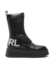 KARL LAGERFELD Botki KL42475 Czarny. Czarne botki KARL LAGERFELD, bez wzorów, ze skóry, bez obcasa, na płaskiej podeszwie, bez zapięcia. Za 659.99 zł.