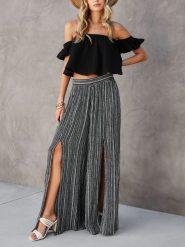 Milan Kiss Spodnie w kolorze czarno-kremowym rozmiar: M. Brązowe spodnie materiałowe Milan Kiss, bez wzorów, z materiału, z podwyższonym stanem. Za 130.99 zł.