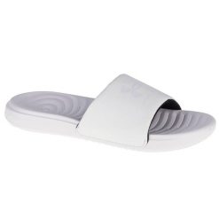 Klapki damskie Under Armour Ansa Fixed Slides. Białe klapki Under Armour, bez wzorów, z materiału, bez obcasa, bez zapięcia. Za 99.99 zł.