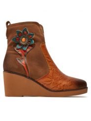 Laura Vita Botki Reyano 03 Brązowy. Brązowe botki LAURA VITA, bez wzorów, ze skóry, bez obcasa, na koturnie, bez zapięcia. Za 359.99 zł.