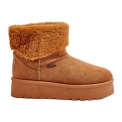 Śniegowce Na Platformie Z Futerkiem Big Star OO274A106 Camel beżowy. Brązowe śniegowce bez wzorów, z gumy, bez zapięcia. Za 182.49 zł.