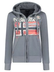 Geographical Norway Bluza "Farlotte" w kolorze szarym rozmiar: M. Szare bluzy Geographical Norway, m, z aplikacjami, bez ramiączek, bez kaptura. Za 127.95 zł.