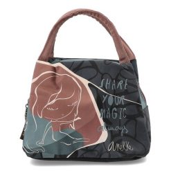 Brązowa Śniadaniówka Anekke Stylowa Damska Torba Na Lunch. Brązowe shopper bag Anekke, z aplikacjami, z materiału, eleganckie, zdobione, bez dodatków. Za 79.99 zł.