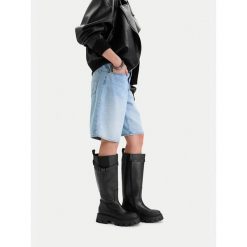 Kozaki G-Star. Czarne kozaki G-Star, bez wzorów, retro, bez obcasa, na płaskiej podeszwie, bez zapięcia. Za 639.99 zł.