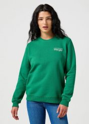 LEE DAMSKA BLUZA REGULAR SWEAT VERDANT GREEN 112356509 W6S6014320. Zielone bluzy Lee, s, bez wzorów, bez kaptura. Za 199.99 zł.