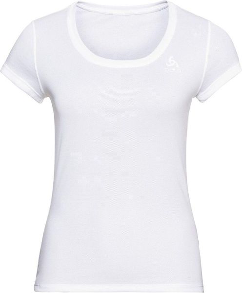 T-shirt sport Odlo Active F-Dry Light ECO manches courtes. Białe t-shirty sportowe ODLO, s, bez wzorów, z materiału, bez ramiączek, do biegania. Za 129.99 zł.