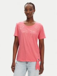 Olsen T-Shirt 11104823 Różowy Regular Fit. Czerwone t-shirty Olsen, bez wzorów, z bawełny, bez kołnierzyka, bez ramiączek. Za 259.99 zł.