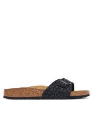 Birkenstock Klapki Madrid 1033137 Czarny. Czarne klapki Birkenstock, bez wzorów, z syntetyku, bez obcasa, bez zapięcia. Za 399.99 zł.