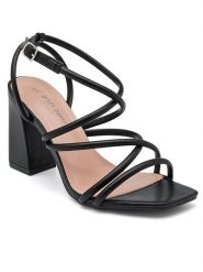 Sixth Sens Sandały w kolorze czarnym na obcasie rozmiar: 41. Czarne sandały Sixth Sens, bez wzorów, z otwartym noskiem, bez obcasa, na koturnie, bez zapięcia. Za 100.99 zł.