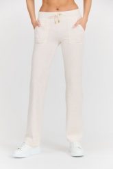 JUICY COUTURE Damskie beżowe dresowe spodnie Del Ray Gold HW. Brązowe spodnie dresowe Juicy Couture, bez wzorów, z bawełny, długie. W wyprzedaży za 322.99 zł.