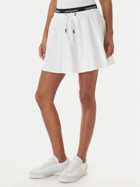 Tommy Jeans Spódnica mini DW0DW22299 Biały Regular Fit. Białe spódnice Tommy Jeans, xs, bez wzorów, z bawełny, mini. Za 254.99 zł.