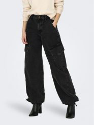 ONLY Jeansy 15297358 Czarny Loose Fit. Czarne jeansy ONLY, bez wzorów, z bawełny. Za 299.99 zł.