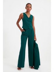 Trendyol Spodnie w kolorze morskim rozmiar: 40. Niebieskie spodnie materiałowe Trendyol, bez wzorów, z materiału, z podwyższonym stanem. Za 61.75 zł.