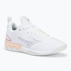 Buty do siatkówki damskie Mizuno Wave Luminous 3. Białe buty treningowe Mizuno, bez wzorów, z gumy, bez zapięcia, na fitness i siłownię, mizuno wave. Za 369.99 zł.