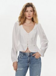 Guess Bluzka Federica W4GH88 WG7B0 Biały Regular Fit. Białe bluzki Guess, l, z aplikacjami, z lyocellu, bez kołnierzyka, bez ramiączek. Za 269.99 zł.