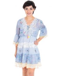Isla Bonita by SIGRIS Sukienka w kolorze błękitnym rozmiar: XL. Niebieskie sukienki Isla Bonita by SIGRIS, xl, bez wzorów, z bawełny, bez kołnierzyka, bez ramiączek, mini. Za 225.57 zł.
