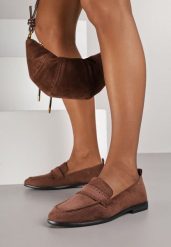 Brązowe Mokasyny Vices z Wkładką ze Skóry Naturalnej i Paskiem z Przeszyciami Fonarrie. Brązowe mokasyny Renee, bez wzorów, z jeansu. Za 79.99 zł.