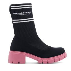 Botki Beverly Hills Polo Club. Czerwone botki Beverly Hills Polo Club, bez wzorów, bez obcasa, na słupku, bez zapięcia. Za 99.99 zł.