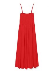 Vero Moda Sukienka letnia Easy 10328766 Czerwony Regular Fit. Czerwone sukienki Vero Moda, s, bez wzorów, z wiskozy, bez kołnierzyka, bez ramiączek. Za 129.99 zł.