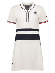 Geographical Norway Sukienka polo "Kyliane" w kolorze biało-granatowym rozmiar: L. Białe sukienki Geographical Norway, na co dzień, l, bez wzorów, bez kołnierzyka, bez ramiączek, mini, proste. Za 83.62 zł.