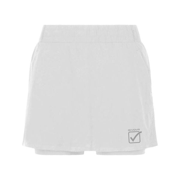 Damskie spódnico-spodenki Givova. Białe spódnice Givova, bez wzorów, z materiału, sportowe, bez kołnierzyka, bez ramiączek, sportowe. Za 277.99 zł.