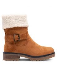 Clara Barson Botki SERENITY HL221124 Brązowy. Brązowe botki Clara Barson, bez wzorów, z materiału, bez obcasa, na płaskiej podeszwie, bez zapięcia. Za 135.99 zł.