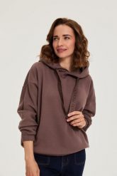 Bluza z kapturem brązowa. Brązowe bluzy MOODO, l, bez wzorów, z bawełny, z kapturem. Za 129.99 zł.