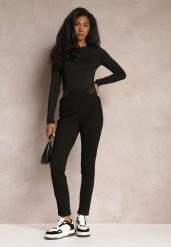 Czarne Spodnie High Waist z Gumką w Pasie Magoda. Czarne jeansy Renee, m, bez wzorów, z dzianiny, klasyczne, z podwyższonym stanem. W wyprzedaży za 43.99 zł.
