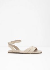 Sandały. Brązowe sandały bonprix, bez wzorów, bez obcasa, bez zapięcia. Za 79.99 zł.