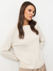 Sweter z długim rękawem - kremowy. Białe swetry Sinsay, l, bez wzorów, bez ramiączek. Za 29.99 zł.