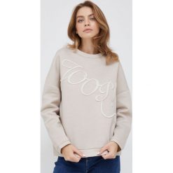 Joop! bluza damska kolor beżowy z aplikacją. Brązowe bluzy Joop!, z aplikacjami, bez ramiączek, bez kaptura. Za 649.99 zł.