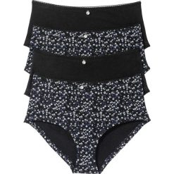 Figi "maxi panty" (4 pary) bonprix czarno-szary z nadrukiem. Bokserki damskie marki bonprix. Za 55.96 zł.