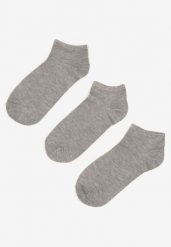 Szare 3-Pack Skarpety Bawełniane Salliona. Szare skarpetki Born2be, bez wzorów, z bawełny. W wyprzedaży za 8.49 zł.