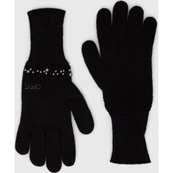 Liu Jo rękawiczki damskie kolor czarny. Czarne rękawiczki Liu Jo, bez wzorów, z dzianiny. Za 259.99 zł.