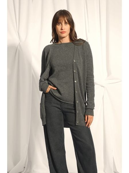 Just Cashmere Kaszmirowy kardigan "Chelsea" w kolorze antracytowym rozmiar: M. Czarne swetry Just Cashmere, m, bez wzorów, z kaszmiru, bez ramiączek. Za 426.99 zł.