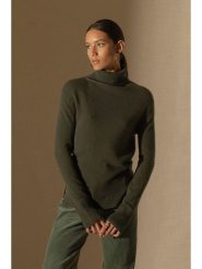 Perfect Cashmere Kaszmirowy golf "Tracy" w kolorze khaki rozmiar: L. Brązowe swetry Perfect Cashmere, l, bez wzorów, z kaszmiru, bez ramiączek. Za 475.95 zł.