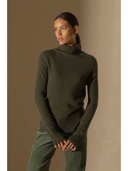 Perfect Cashmere Kaszmirowy golf "Tracy" w kolorze khaki rozmiar: L. Brązowe swetry Perfect Cashmere, l, bez wzorów, z kaszmiru, bez ramiączek. Za 475.95 zł.