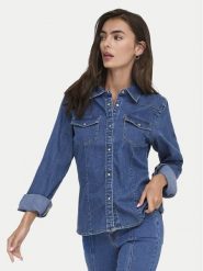 ONLY Koszula jeansowa Sasia 15352339 Niebieski Slim Fit. Niebieskie koszule ONLY, l, bez wzorów, z bawełny, bez kołnierzyka, bez ramiączek. Za 129.99 zł.